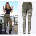 RM1604 Women's Distressed Ripped Denim Pencil Jeans Stretch